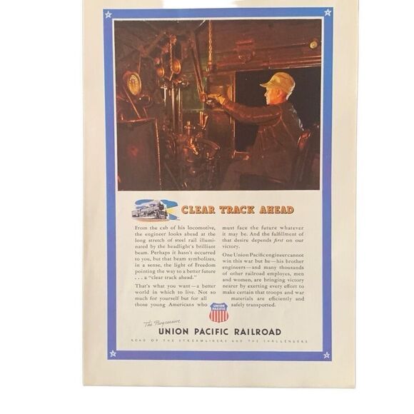 Vintage 1943 Union Pacific Railroad Clear Track Ahead Ad Advertisement - Picture 3 of 5